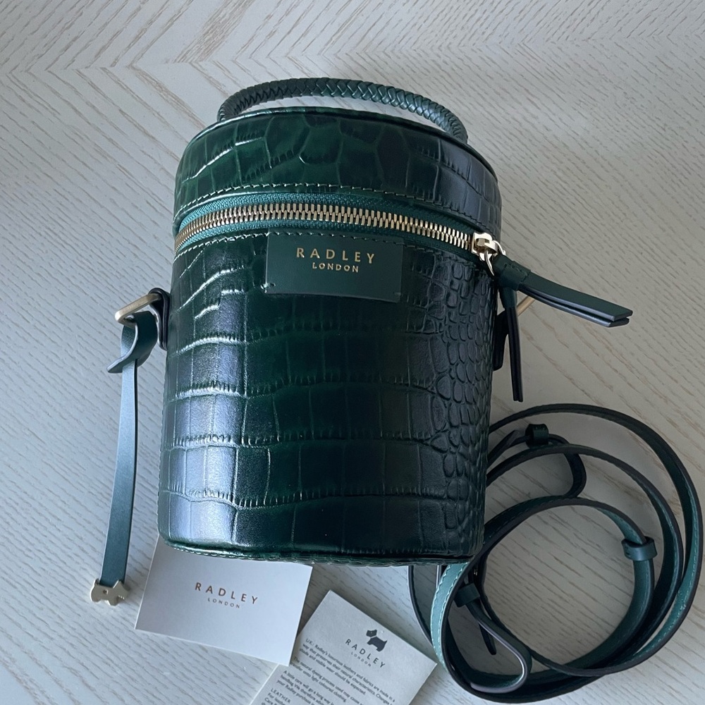 Radley of London Green Crossbody Handbag Cylinder Croc Embossed